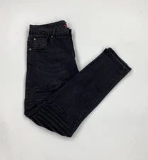 Men's Black Wash 883 Police Jeans W35 L31 Moriarty Slim Fit Biker Distressed A/B