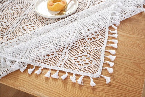 White Vintage Cotton Crochet Lace Tablecloth Dining Table Cover Wedding Decor - Picture 19 of 34