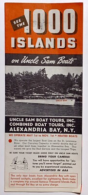BROCHURE: 1950s Uncle Sam Boat Tours - See The 1000 Islands - Alexandria Bay NY