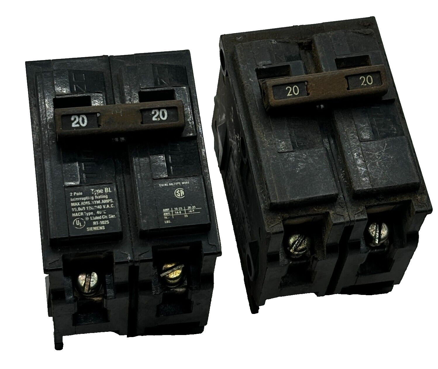 LOT OF 2 SIEMENS I-T-E CIRCUIT BREAKER 20A 2 POLE TYPE BL 120/240VAC ITE ✅