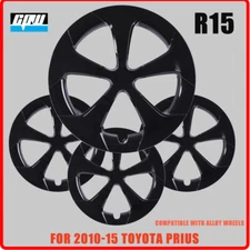 15'' 4pcs Hubcap Wheel Cover  Fit For 2010-2015 Toyota Prius Black Replace New 
