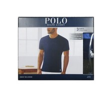 Polo Ralph Lauren Men's Blue-Navy-Green Slim Fit Crew-Neck 3 Pack T-Shirts