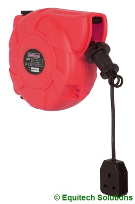 Sealey CRM101 10 m Kabelrolle einziehbares System 1 x 230 V Steckschlüsselverlängerung