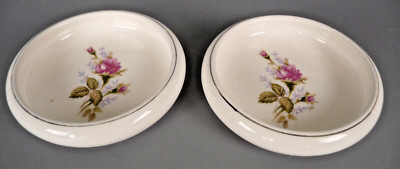 Vintage NASCO MOSS ROSE 22kt Gold Decorated 3.5  Small Trinket Dishes Set Of 2