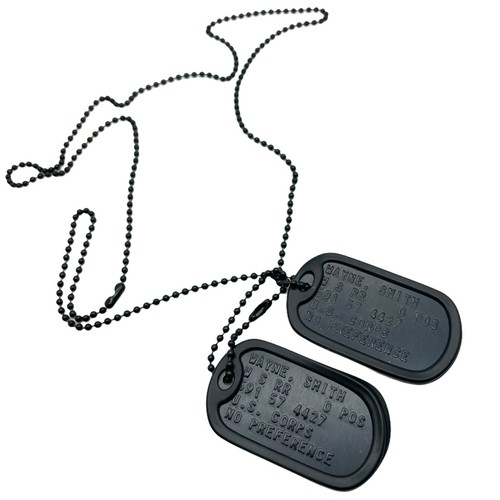 JUEGO DE ETIQUETAS DE PERRO DE IDENTIFICACIÓN MILITAR DE LAS FUERZAS ESPECIALES NEGRAS DE EE. UU. por THEDOGTAGCO con cadenas - Imagen 10 de 12