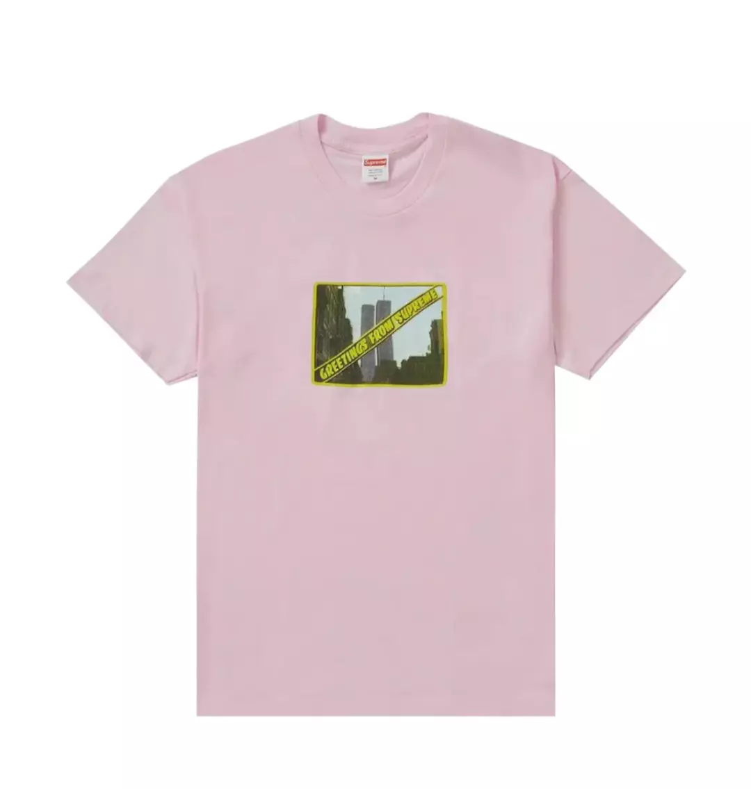 Neuf ! Grand t shirt Supreme S/S 19 Greetings (rose clair)