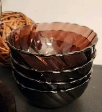 Duralex Rivage Amethyst Purple Swirl Cereal Soup Bowls France Set/4