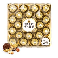 Ferrero Rocher Gourmet Hazelnut Milk Chocolate Valentine's Day Gift Box, 24 Indi