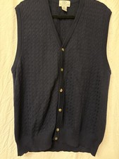 Vintage Cable Knit Button Sweater Vest Modern Prep Golf Layer. Mens Size XL .