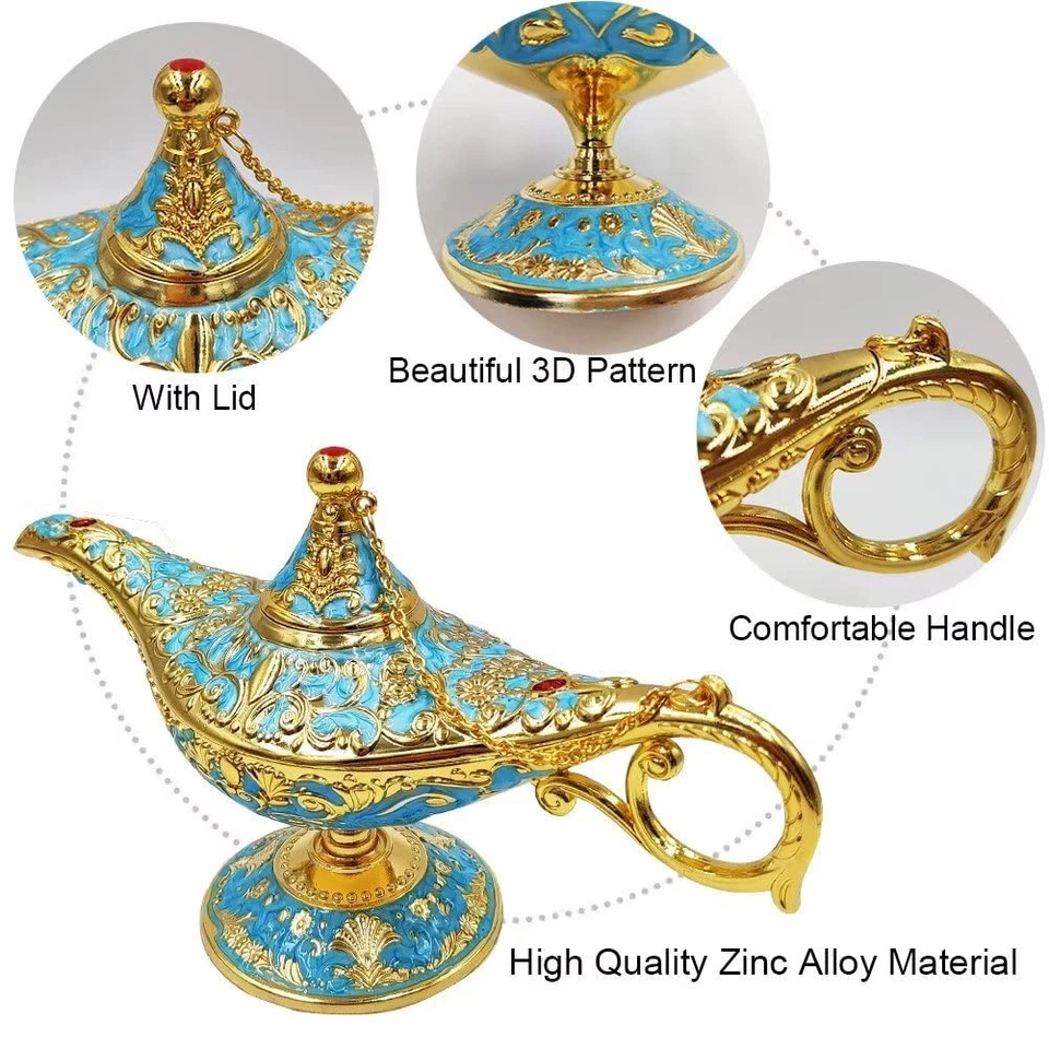 Lámpara Aladdin Genie De Colección Leyenda Aladdin Lámpara Mágica Luz de Deseos Arabian Co... Foto 4 de 4