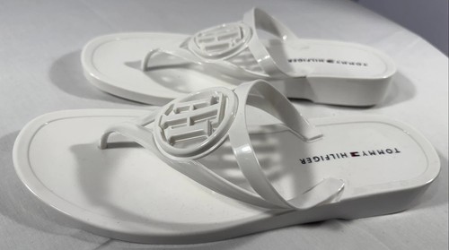 Sandalias Tommy Hilfiger Vedna Blancas 10M Jalea Tanga Recortado Logo Chanclas - Imagen 5 de 7