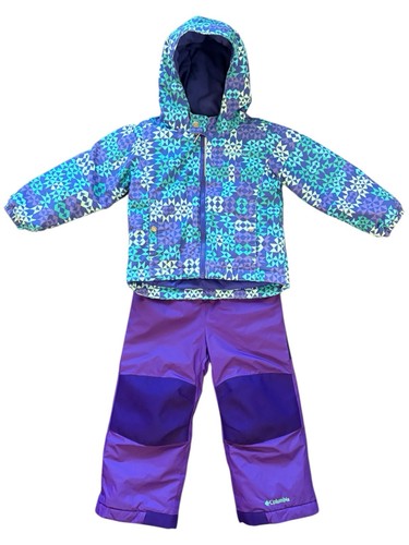 Columbia Little Girl 3T lila blau Schneeanzug Set Mantel und Schneelatzhose