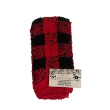 Adult Cozy Socks 2 Pairs Red Black Checkered Soft Fuzzy One Size NWT Winter