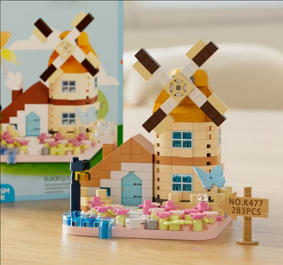 Windmühle Nano Bausteine Modell Licht Farbe Mini Display Baukasten