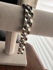 Vintage Modernist Bracelet Heavy Stainless Steel CZ Tank Track  59.4g 7.5 In — photo 2