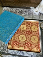 Vtg Brocade Photo Album Gold Red Gilded NOS w/Box 70s 60s Japan Chrysanthemum