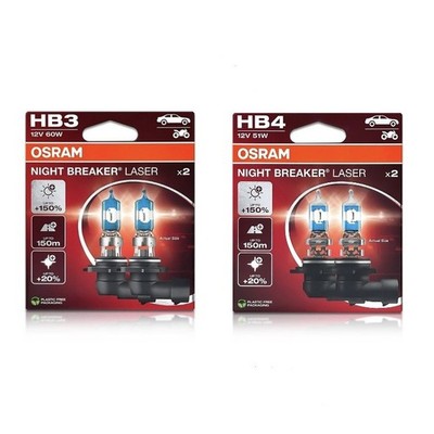 Osram 9005 HB3 9006 HB4 Night Breaker Laser Headlight Halogen Bulbs 2 Sets