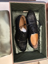 11: Gucci Men  s Black Crocodile Lace up Dress Shoes: Alligator Nappa Lux