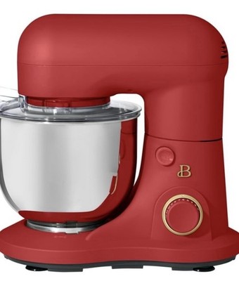 3.5 QT Stand Mixer Drew Barrymore w/Stainless Steel Bowl, Red. With Attachments
