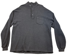 COACH Long Sleeve HEAVY Polo 3 Button Collar Throat Latch Gray Men's L LARGE