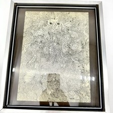 Papel de Dibujo Original Surrealista Psicodélico Rostros Ocultos Tinta Negro Blanco Pequeño