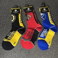 NHL Hockey Youth 1-6 Team Quarter Length Logo Socks Lot Of 3 Teams