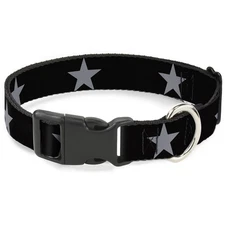 Plastic Clip Collar Star Black/Silver Large 15-24"