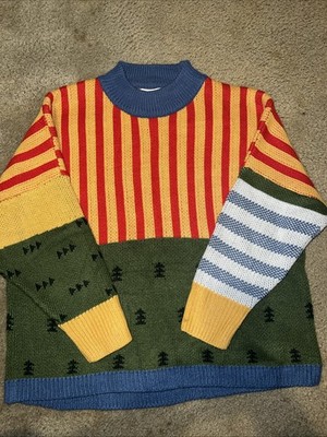 Free Valley Color Block Patchwork Knit Sweater Women's Size Medium