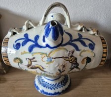 19th Century Spanish Faience Botijo Drinking Vessel