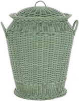 Rattan WäSchekorb/WäSchetonne Rund, WäSchesammler, Deckel Und Inlett (GrüN)