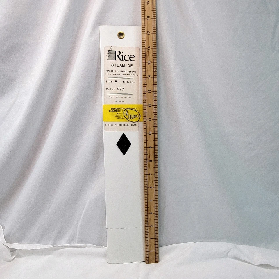 Rice’s Silamide Waxed Hand Sewing Thread Black 577 Size A 675 Yds Vintage - Image 4 of 4