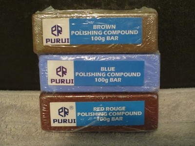 Purui 3 Pack of Polishing Compound 100g Bars- Brown, Blue & Red Rouge ...
