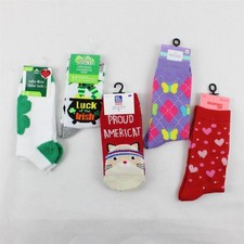 NWT Lot of 5 Multi-Brand Novelty Holiday Socks - Various Types/Patterns