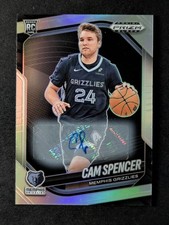 2024-25 Panini Prizm Black CAM SPENCER Rookie RC Auto Silver Prizms #218