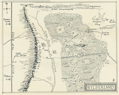 Wilderland or Rhovanion. The Hobbit. Middle-earth. 35x45cm. TOLKIEN 1997 map