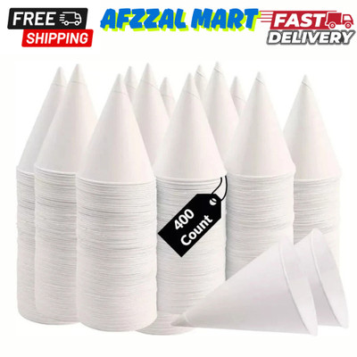 Disposable White Paper Cone Cups (Pack of 400-4.5 oz) Eco-Friendly, Leak-Proof