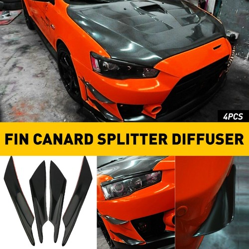 4Pcs/Set Universal Front Bumper Diffuser Shark Fin For Car Spoiler Wing Black