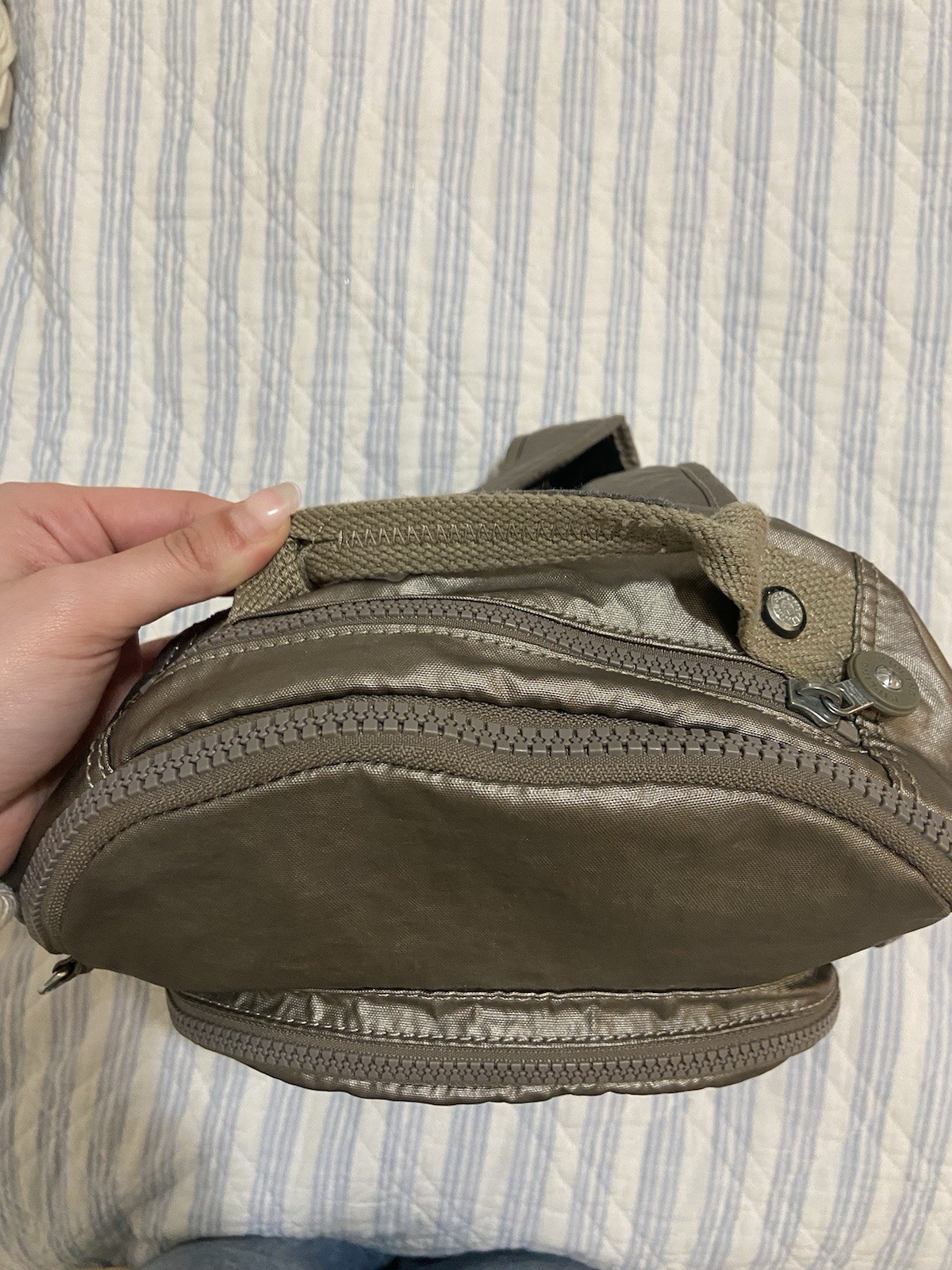 Kipling Backpack Medium Sized Bag Silver Grey Lig… - image 12