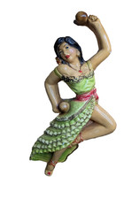Vintage Flamenco Dancer Wall Plaque Chicago 1954 Chalkware Green Dress MCM 13"