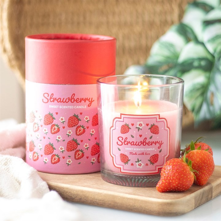 Strawberry Scented Jar Candle. Gift For Her. Home Fragrance Gift. Home Decor.