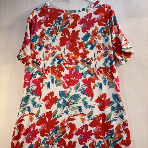 Naggoo Multi Color Ultra Soft Short Sleeve Crew Neck Side Slit Maxi Dress Sz XL - Picture 8 of 11