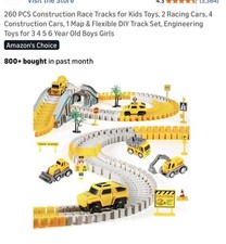 Imaginative Engineering Toys: 260 PCS Construction Tracks with Cars for Kids 3-6