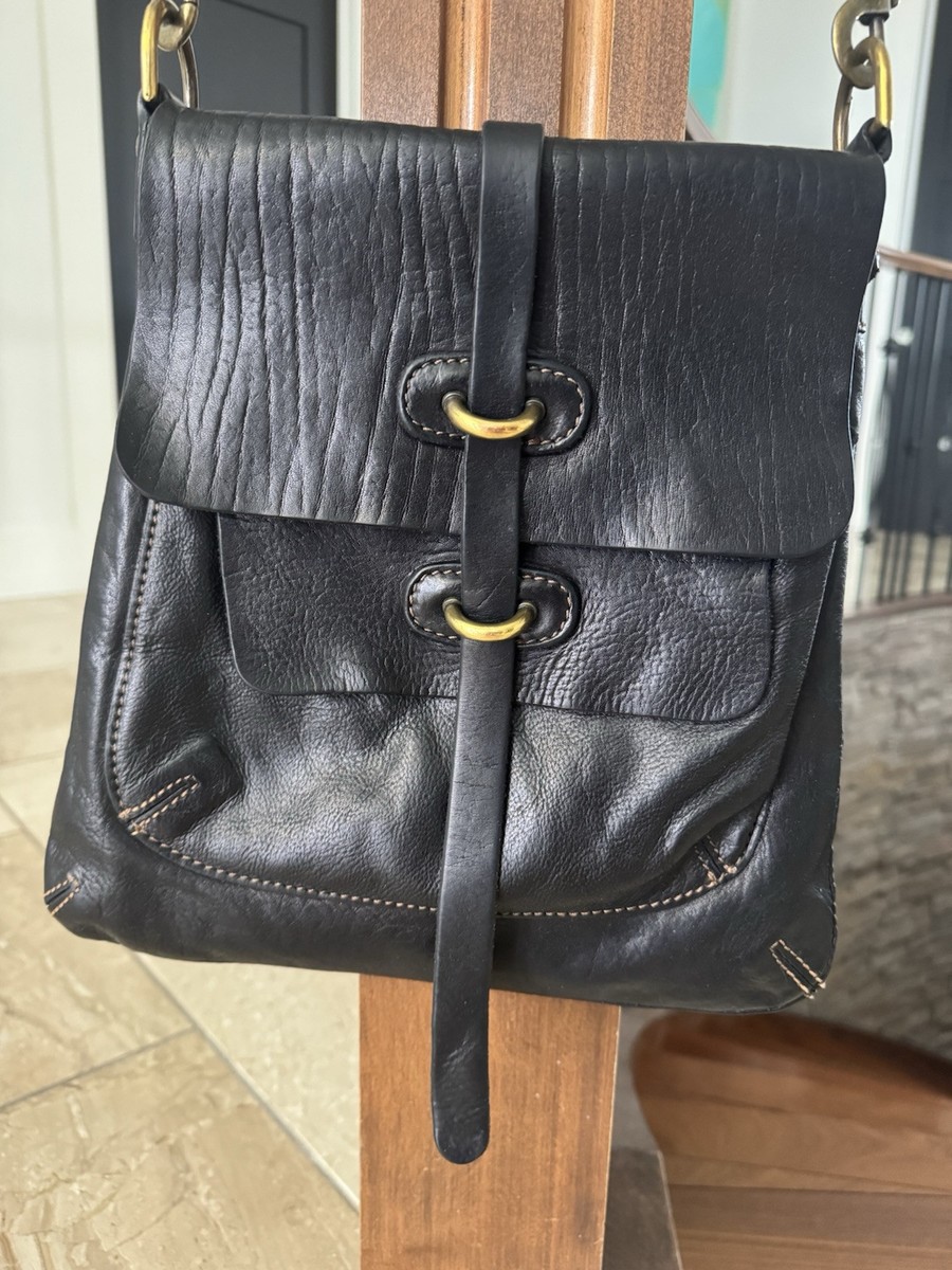 Campomaggi Classic Small Black Leather Bandolier W/Double Flap