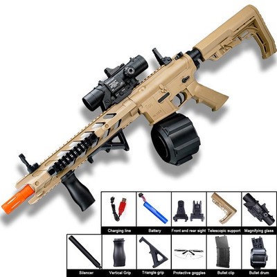 Electric M416 Gel Ball Blaster Gun, Manual/Automatic Firing w/ Goggles ACO