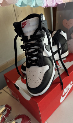 Nike Dunk High Herren Sneaker EU 41 Schwarz Weiß Leder High Top Atmungsaktiv