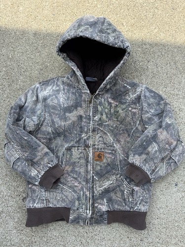 Carhartt RealTree Hardwoods Camo Hooded Duck Hunting Jacket Youth Medium (10-12)
