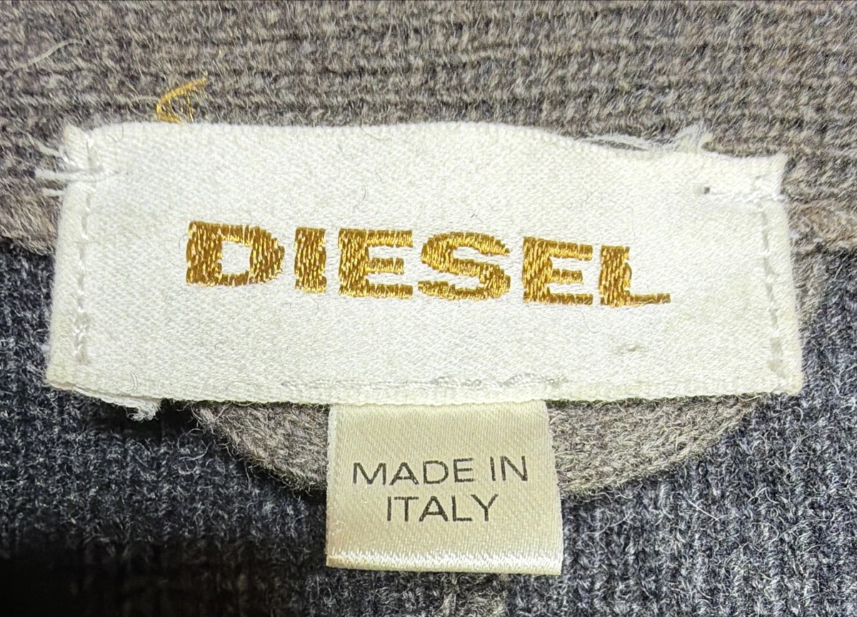 Cárdigan Suéter De Colección Diesel Para Hombres L Gris Lana Tejido Blazer Hecho en Italia Usado en Excelente Condición