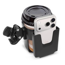 Stroller Cup Holder Attachment with Phone Holder Black | Wheelchair & Strolle...