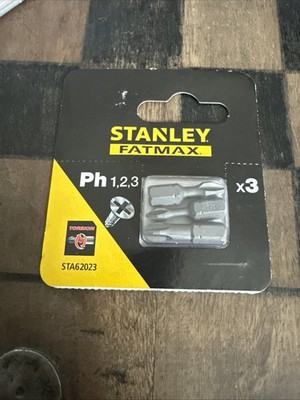 3 PACKUNGEN STANLEY FATMAX PH1 PH2 PH3 KREUZSCHLITZ 3-TEILIGES SCHRAUBENDREHER-BIT-SET NEU