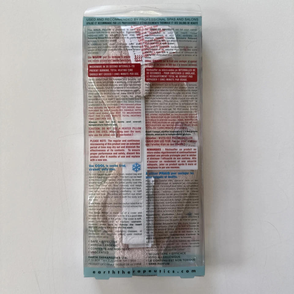 NUEVO EN CAJA Almohada Relajante Sinusal Earth Therapeutics Terapia Fría/Caliente Spa Alivio NUEVO Foto 3 de 4